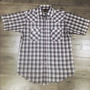 Plains Western Wear, Black plaid with snaps, M